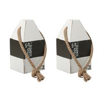 Deurstopper - 2x - havenpaal maritiem van hout met scheepstouw 18 cm Deurstopper - 2x - havenpaal maritiem van hout met scheepstouw 18 cm