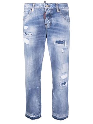 DSQUARED2 jean court à effet usé - Bleu