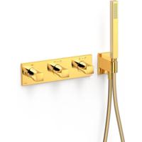 Douchekraan Tres B-System | Inbouw | Thermostaatkraan | Excl.Inbouwdeel | 4-weg | Rechthoek | 24k Goud glans