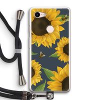 Sunflower and bees: Pixel 3 Transparant Hoesje met koord