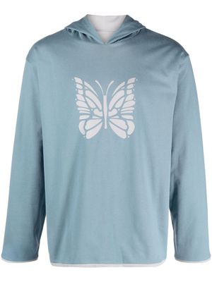 Needles Hoodie met vlinderprint - Blauw