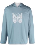 Needles Hoodie met vlinderprint - Blauw - thumbnail