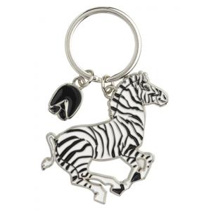 Metalen sleutelhanger van een zebra - 5 cm - Dieren cadeau artikelen - Kinderen