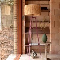 Dutchbone Vloerlamp 'Afra' Raffia, 157cm, kleur Plum