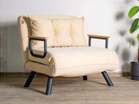 Converteerbare fauteuil SANDERO 1 plaats stof crème - thumbnail