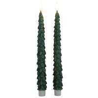 LED kerstboom dinerkaarsen - 2x st - groen - 27 cm - met afstandsbediening - kaarsen LED kerstboom dinerkaarsen - 2x st - groen - 27 cm - met afstandsbediening - kaarsen