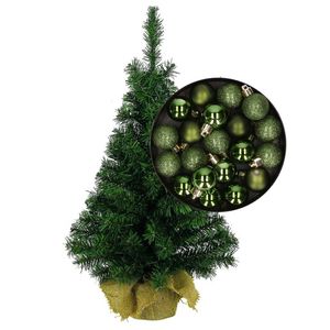 Mini kerstboom/kunst kerstboom H45 cm inclusief kerstballen groen - Kunstkerstboom