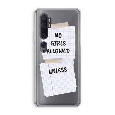 No Girls Allowed Unless: Xiaomi Mi Note 10 Transparant Hoesje