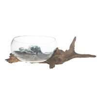 DKNC - Decoratief beeld Mallawi - Glas met hout - 65x30x23cm - Bruin