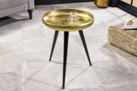 Handgemaakte bijzettafel ORIENT 50cm messing goud rond metaal gehamerd design - 44350