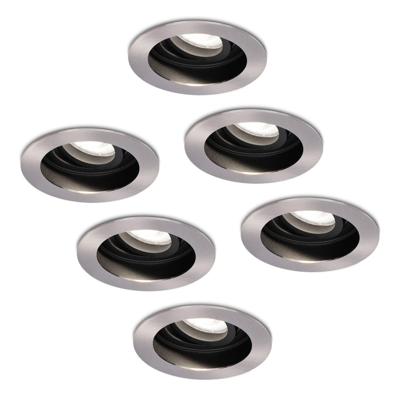 Set van 6 Mesa LED inbouwspots - GU10 5 Watt 400 lumen - 6400K Daglicht wit - Dimbaar - verzonken - Rond - Kantelbaar - IP20 Voor binnen - RVS