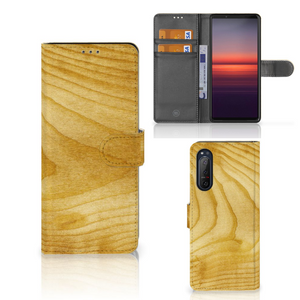 Sony Xperia 5II Book Style Case Licht Hout