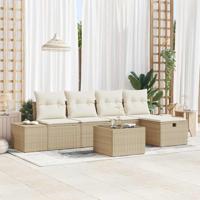 Tuinbankenset met kussen 6 pcs Beige poly rattan