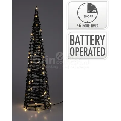 Kerstdecoratie Kegel Zwart LED 60cm