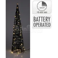 Kerstdecoratie Kegel Zwart LED 60cm