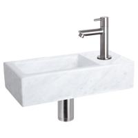 Differnz Helios fonteinset marmer - kraan recht - 37.5 x 18.5 x 9.5 cm - mat chroom