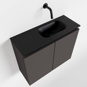 MONDIAZ TURE 60cm toiletmeubel dark grey. EDEN wastafel urban rechts geen kraangat