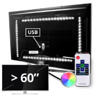 Tv led strip set met 4 RGB strips voor tv’s > 60 inch | met afstandsbediening | ledstripkoning
