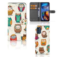 Motorola Moto E32 | Moto E32s | Telefoonhoesje | Met pasjeshouder | Vrolijke Uilen