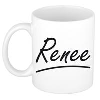Renee Naam koffiemok - beker - met sierlijke letters - wit - 300 ml - Cadeau - Dames