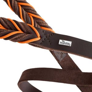 Hunter Solid Education 2 m Bruin, Oranje Leer Hond Trainriem