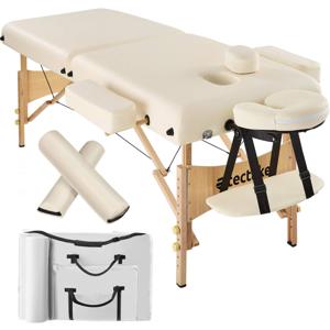 tectake® - Massagetafel met matras van 7,5 cm hoog + beige rolkussens en draagtas - 400420