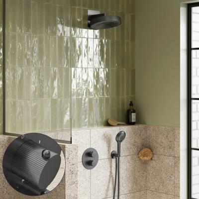 Regendouche set SaniClear Evolution Stripes | 30 cm | Incl.Inbouwdeel | 2 standen handdouche | Verouderd ijzer - gunmetal
