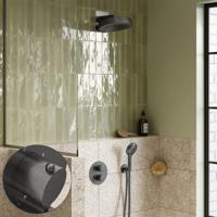 Regendouche set SaniClear Evolution Stripes | 30 cm | Incl.Inbouwdeel | 2 standen handdouche | Verouderd ijzer - gunmetal