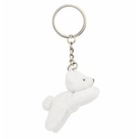 Nature Planet pluche IJsbeer knuffel sleutelhanger - 8x - wit - 6 cm - Speelgoed dieren sleutelhange