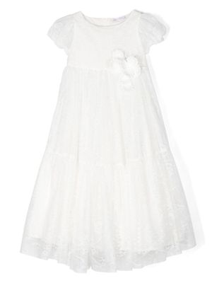 Monnalisa robe mi-longue en dentelle - Blanc