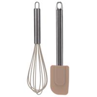 Keukengerei set - garde/pannenlikker - bruin - RVS/siliconen - Ca. 26 cm