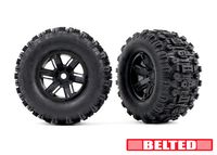 Traxxas - Tires & wheels, assembled, glued (X-Maxx black wheels, Sledgehammer belted tires) (TRX-7871)