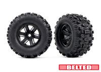 Traxxas - Tires & wheels, assembled, glued (X-Maxx black wheels, Sledgehammer belted tires) (TRX-7871) - thumbnail