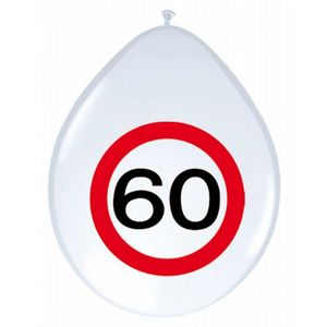 8x stuks Ballonnen 60 jaar verkeersbord versiering