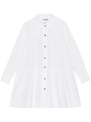 GANNI robe-chemise en coton biologique - Blanc