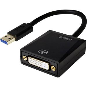 LogiLink UA0232 USB / DVI Adapter [1x USB 3.2 Gen 1 stekker A (USB 3.0) - 1x DVI-bus 24+5-polig] Zwart 10.00 cm