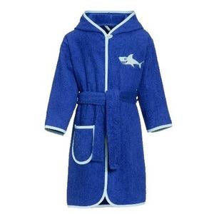 Blauwe badjas/ochtendjas haai borduursel voor kinderen 134/140 (9-10 jr)  -