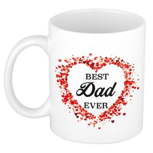 Best dad ever kado mok / beker met hartjes voor Vaderdag / verjaardag