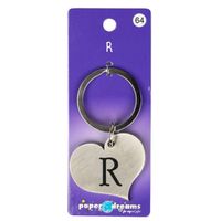 Paper Dreams sleutelhanger hart letter R 10 x 4 cm staal zilver