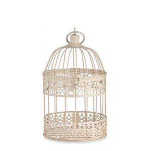 Home decoratie vogelkooi - draad metaal - beige - 15 x 29 cm