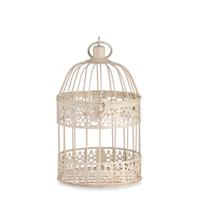 Home decoratie vogelkooi - draad metaal - beige - 15 x 29 cm