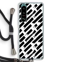 Zwarte vegen: Sony Xperia 5 III Transparant Hoesje met koord