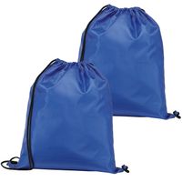 Gymtas/lunchtas/zwemtas met rijgkoord - 2x - voor kinderen - blauw - 35 x 41 cm