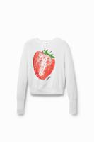 Cropped trui met aardbei - WHITE - L