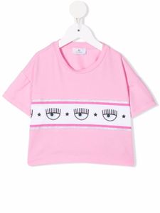 Chiara Ferragni Kids t-shirt à bande logo - Rose