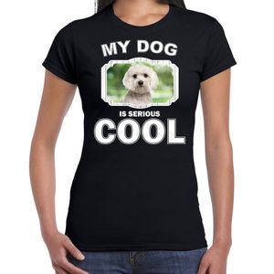 Maltezer honden t-shirt my dog is serious cool zwart voor dames