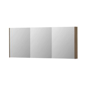 INK SPK2 Spiegelkast - 180x14x74cm - 3 deuren - dubbelzijdige Spiegel - schakelaar en stopcontact - MFC Zuiver eiken 1105570