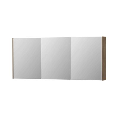 INK SPK2 Spiegelkast - 180x14x74cm - 3 deuren - dubbelzijdige Spiegel - schakelaar en stopcontact - MFC Zuiver eiken 1105570