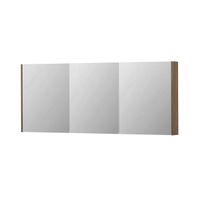INK SPK2 Spiegelkast - 180x14x74cm - 3 deuren - dubbelzijdige Spiegel - schakelaar en stopcontact - MFC Zuiver eiken 1105570