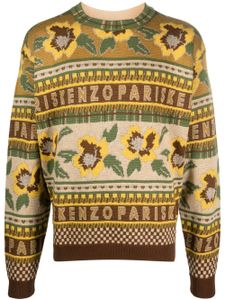 Kenzo pull en maille Fair Isle à encolure ras du cou - Marron